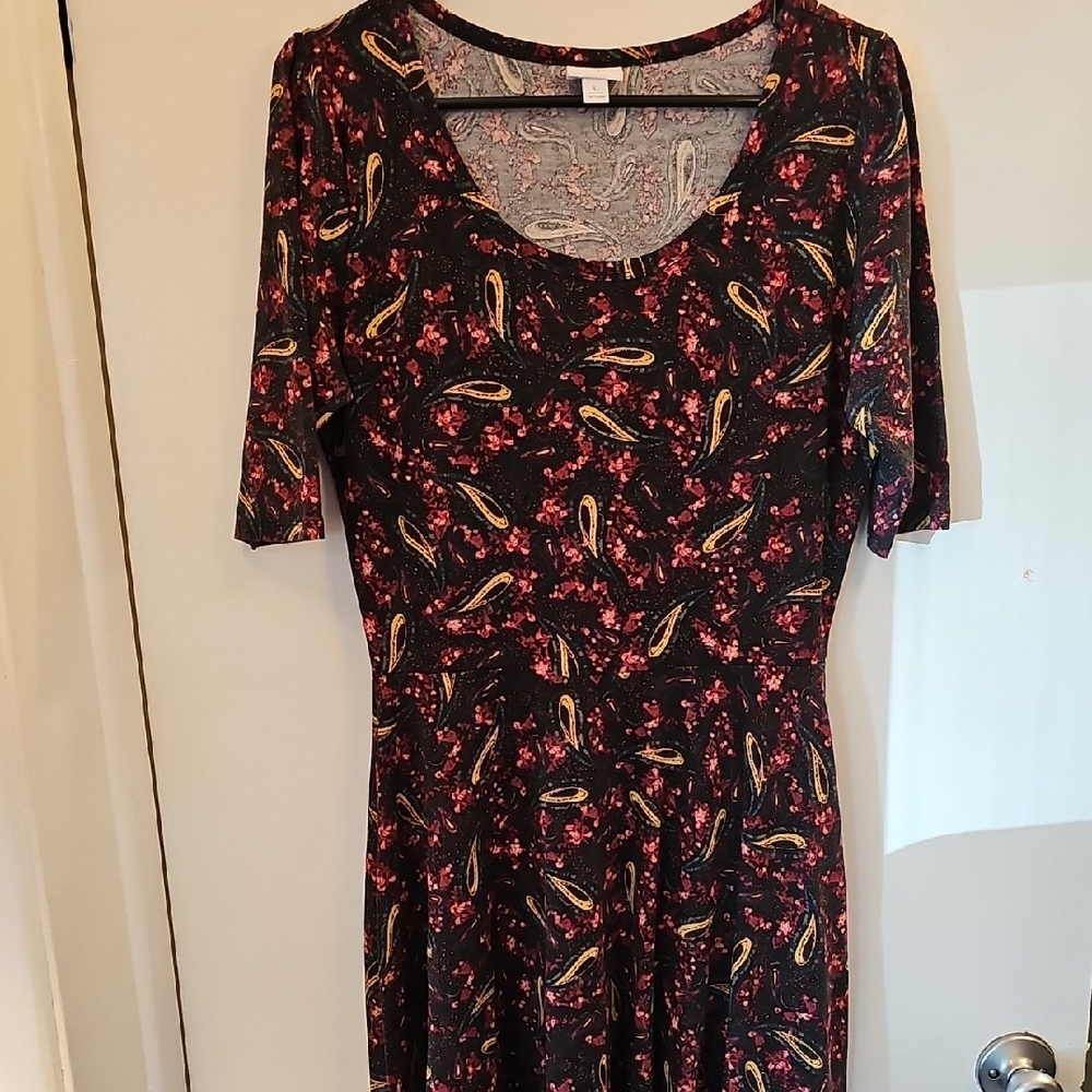 LuLaRoe Black and Red Midi Dress